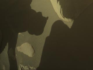 View image taken on Mars, Mars Perseverance Sol 843: Front Right Hazard Avoidance Camera (Hazcam)