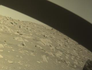 View image taken on Mars, Mars Perseverance Sol 843: Front Right Hazard Avoidance Camera (Hazcam)