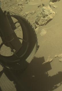 View image taken on Mars, Mars Perseverance Sol 858: Front Left Hazard Avoidance Camera (Hazcam)