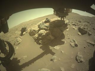 View image taken on Mars, Mars Perseverance Sol 858: Front Left Hazard Avoidance Camera (Hazcam)