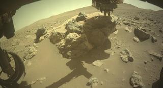 View image taken on Mars, Mars Perseverance Sol 858: Front Left Hazard Avoidance Camera (Hazcam)