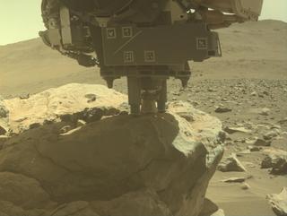 View image taken on Mars, Mars Perseverance Sol 858: Front Left Hazard Avoidance Camera (Hazcam)