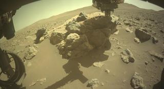 View image taken on Mars, Mars Perseverance Sol 858: Front Left Hazard Avoidance Camera (Hazcam)