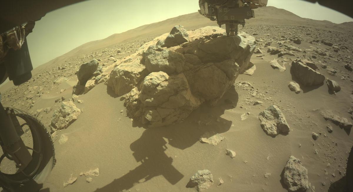 This image was taken by FRONT_HAZCAM_LEFT_A onboard NASA's Mars rover Perseverance on Sol 858