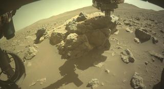 View image taken on Mars, Mars Perseverance Sol 858: Front Left Hazard Avoidance Camera (Hazcam)