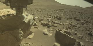 View image taken on Mars, Mars Perseverance Sol 858: Front Left Hazard Avoidance Camera (Hazcam)