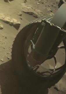 View image taken on Mars, Mars Perseverance Sol 858: Front Right Hazard Avoidance Camera (Hazcam)