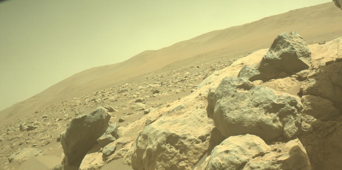 This image was taken by FRONT_HAZCAM_LEFT_A onboard NASA's Mars rover Perseverance on Sol 859