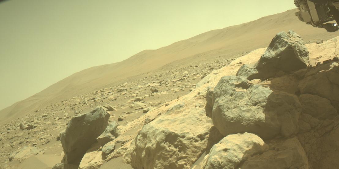 This image was taken by FRONT_HAZCAM_LEFT_A onboard NASA's Mars rover Perseverance on Sol 863