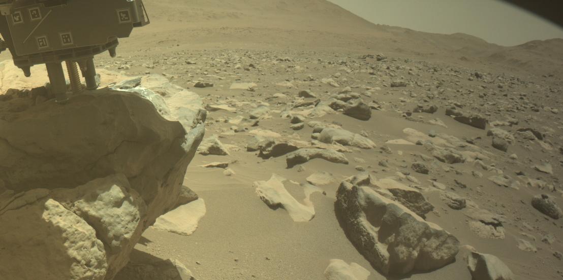This image was taken by FRONT_HAZCAM_LEFT_A onboard NASA's Mars rover Perseverance on Sol 864