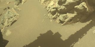 View image taken on Mars, Mars Perseverance Sol 864: Front Left Hazard Avoidance Camera (Hazcam)