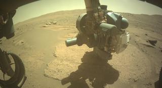 View image taken on Mars, Mars Perseverance Sol 877: Front Left Hazard Avoidance Camera (Hazcam)