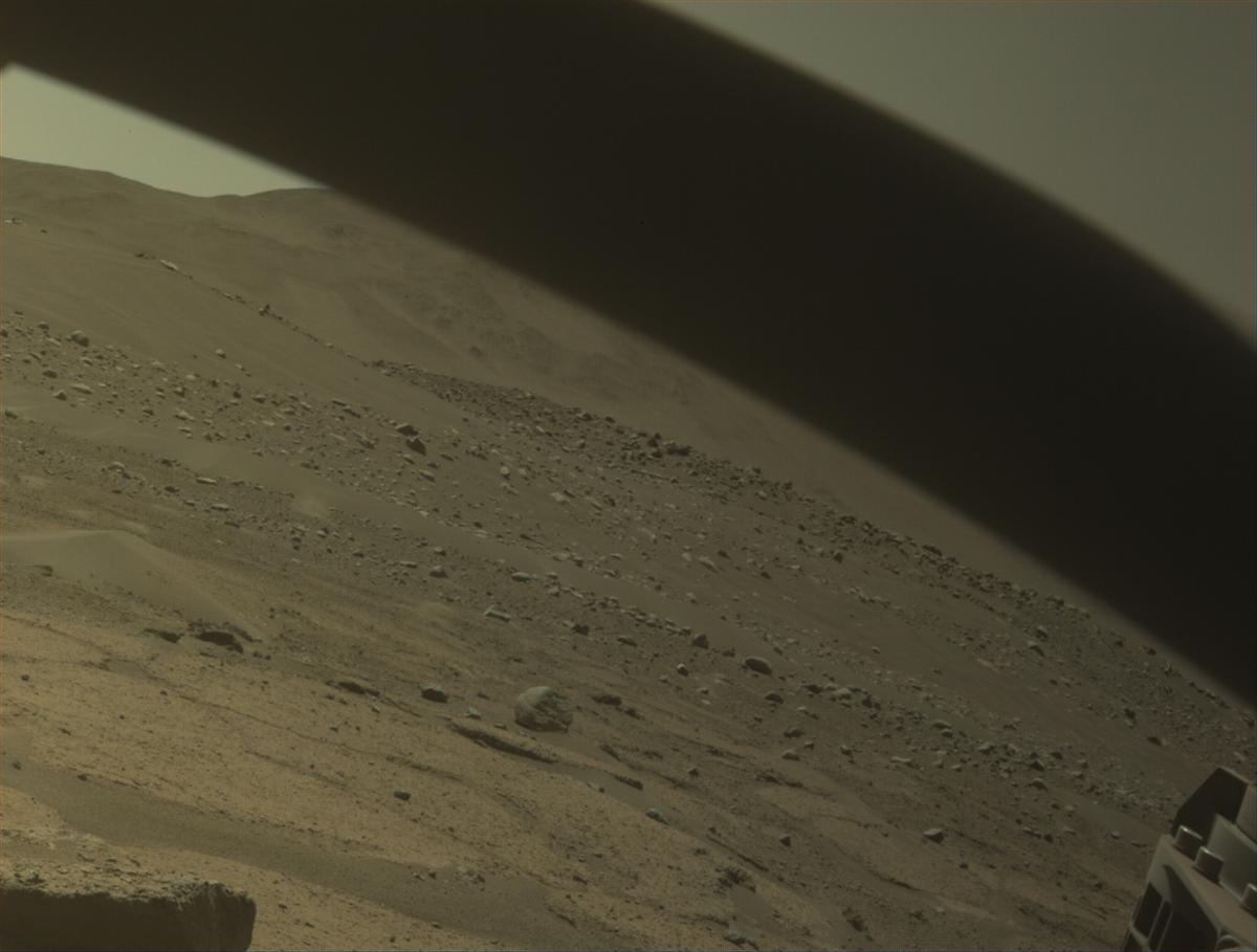 This image was taken by FRONT_HAZCAM_RIGHT_A onboard NASA's Mars rover Perseverance on Sol 877