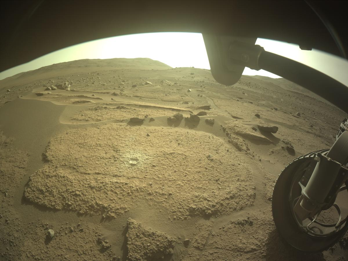 This image was taken by FRONT_HAZCAM_RIGHT_A onboard NASA's Mars rover Perseverance on Sol 879