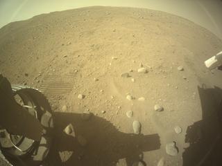 View image taken on Mars, Mars Perseverance Sol 885: Rear Left Hazard Avoidance Camera (Hazcam)