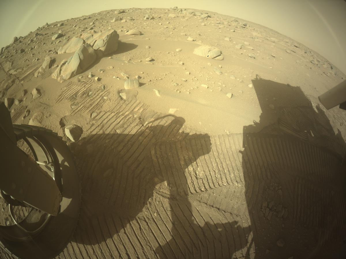 This image was taken by REAR_HAZCAM_LEFT onboard NASA's Mars rover Perseverance on Sol 907