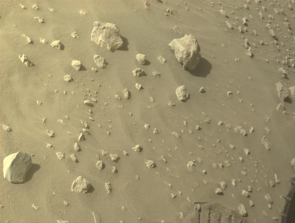 This image was taken by FRONT_HAZCAM_LEFT_A onboard NASA's Mars rover Perseverance on Sol 909