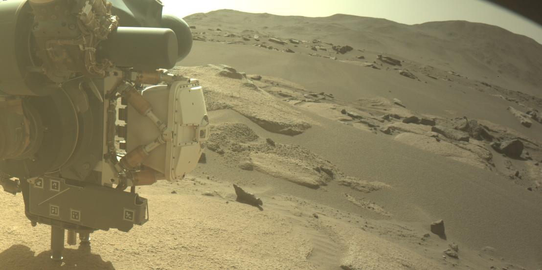 This image was taken by FRONT_HAZCAM_LEFT_A onboard NASA's Mars rover Perseverance on Sol 923