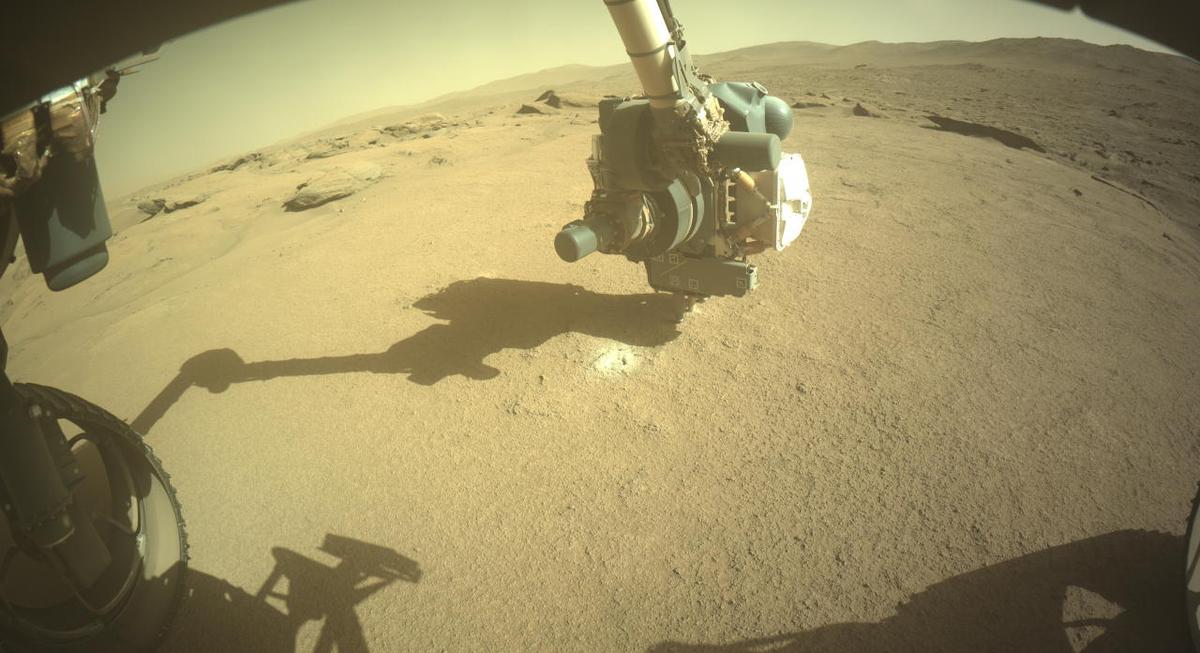 This image was taken by FRONT_HAZCAM_LEFT_A onboard NASA's Mars rover Perseverance on Sol 942