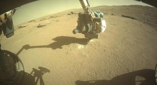 View image taken on Mars, Mars Perseverance Sol 942: Front Left Hazard Avoidance Camera (Hazcam)