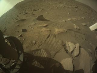 View image taken on Mars, Mars Perseverance Sol 1018: Rear Left Hazard Avoidance Camera (Hazcam)
