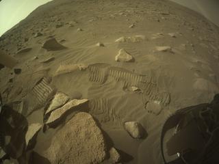 View image taken on Mars, Mars Perseverance Sol 1018: Rear Right Hazard Avoidance Camera (Hazcam)