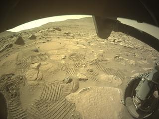 View image taken on Mars, Mars Perseverance Sol 1019: Front Right Hazard Avoidance Camera (Hazcam)