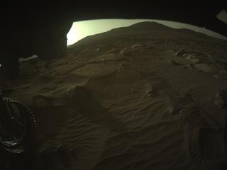 View image taken on Mars, Mars Perseverance Sol 1028: Front Left Hazard Avoidance Camera (Hazcam)