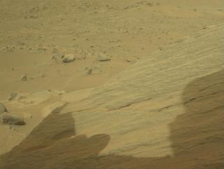 View image taken on Mars, Mars Perseverance Sol 1085: Front Left Hazard Avoidance Camera (Hazcam)