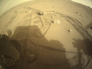View image taken on Mars, Mars Perseverance Sol 1103: Rear Left Hazard Avoidance Camera (Hazcam)
