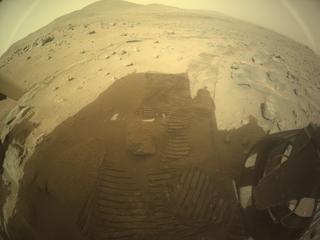 View image taken on Mars, Mars Perseverance Sol 1118: Rear Right Hazard Avoidance Camera (Hazcam)