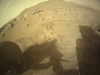 View image taken on Mars, Mars Perseverance Sol 1129: Rear Left Hazard Avoidance Camera (Hazcam)