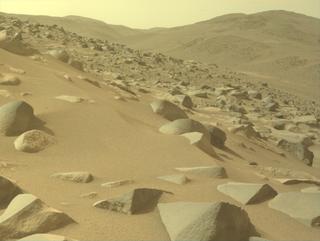 View image taken on Mars, Mars Perseverance Sol 1131: Front Left Hazard Avoidance Camera (Hazcam)