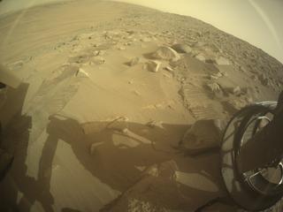 View image taken on Mars, Mars Perseverance Sol 1150: Rear Right Hazard Avoidance Camera (Hazcam)
