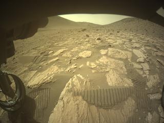 View image taken on Mars, Mars Perseverance Sol 1182: Front Left Hazard Avoidance Camera (Hazcam)