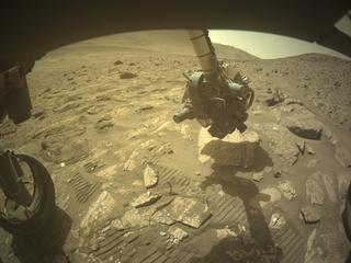 View image taken on Mars, Mars Perseverance Sol 1211: Front Left Hazard Avoidance Camera (Hazcam)