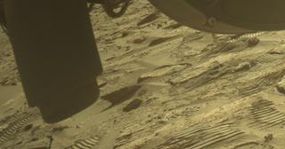 View image taken on Mars, Mars Perseverance Sol 1215: Front Left Hazard Avoidance Camera (Hazcam)