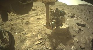 View image taken on Mars, Mars Perseverance Sol 1215: Front Left Hazard Avoidance Camera (Hazcam)