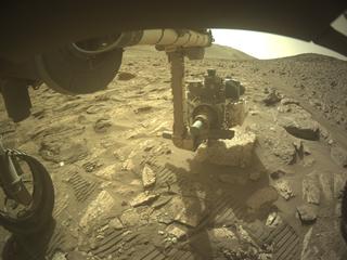 View image taken on Mars, Mars Perseverance Sol 1215: Front Left Hazard Avoidance Camera (Hazcam)