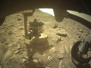 View image taken on Mars, Mars Perseverance Sol 1215: Front Right Hazard Avoidance Camera (Hazcam)