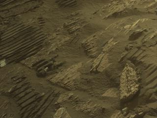 View image taken on Mars, Mars Perseverance Sol 1215: Front Right Hazard Avoidance Camera (Hazcam)