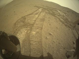 View image taken on Mars, Mars Perseverance Sol 1301: Rear Left Hazard Avoidance Camera (Hazcam)