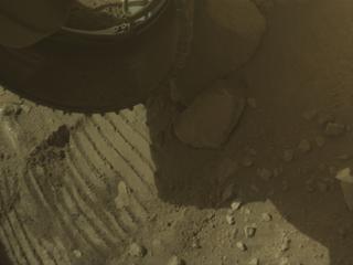 View image taken on Mars, Mars Perseverance Sol 1302: Front Left Hazard Avoidance Camera (Hazcam)