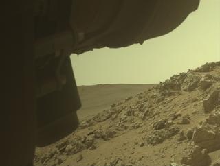 View image taken on Mars, Mars Perseverance Sol 1308: Front Left Hazard Avoidance Camera (Hazcam)