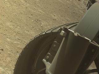 View image taken on Mars, Mars Perseverance Sol 1318: Front Right Hazard Avoidance Camera (Hazcam)