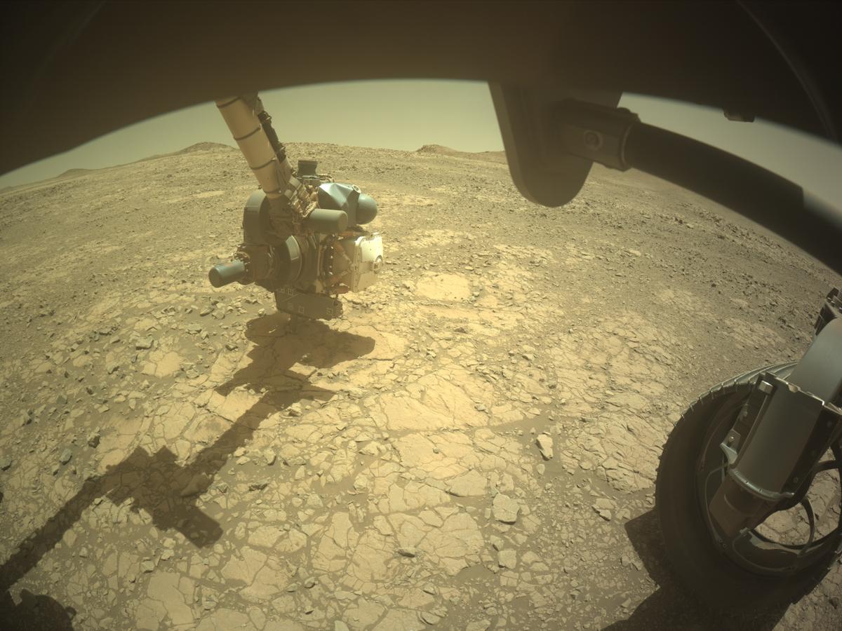 This image was taken by FRONT_HAZCAM_RIGHT_A onboard NASA's Mars rover Perseverance on Sol 1395