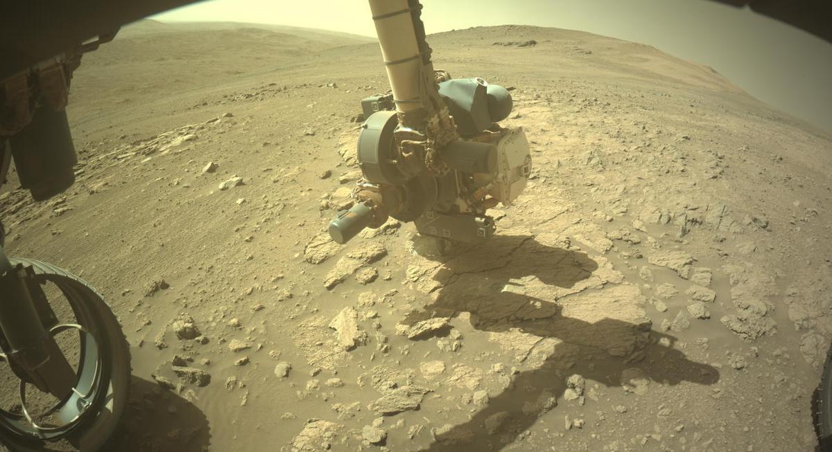 This image was taken by FRONT_HAZCAM_LEFT_A onboard NASA's Mars rover Perseverance on Sol 1401