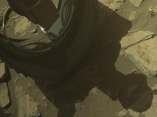 View image taken on Mars, Mars Perseverance Sol 1403: Front Left Hazard Avoidance Camera (Hazcam)
