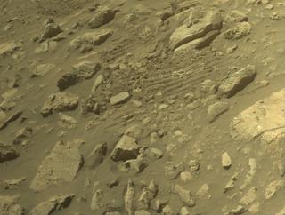 View image taken on Mars, Mars Perseverance Sol 1403: Front Right Hazard Avoidance Camera (Hazcam)