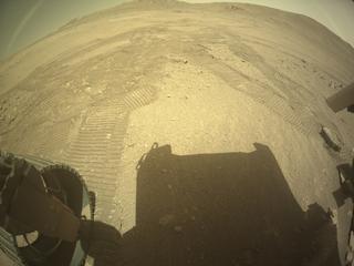View image taken on Mars, Mars Perseverance Sol 1403: Rear Left Hazard Avoidance Camera (Hazcam)